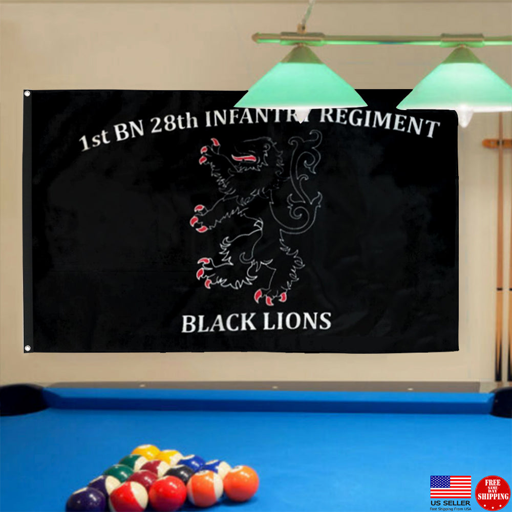 Fyon 28th IN. Black Lions Flag Indoor and outdoor banner