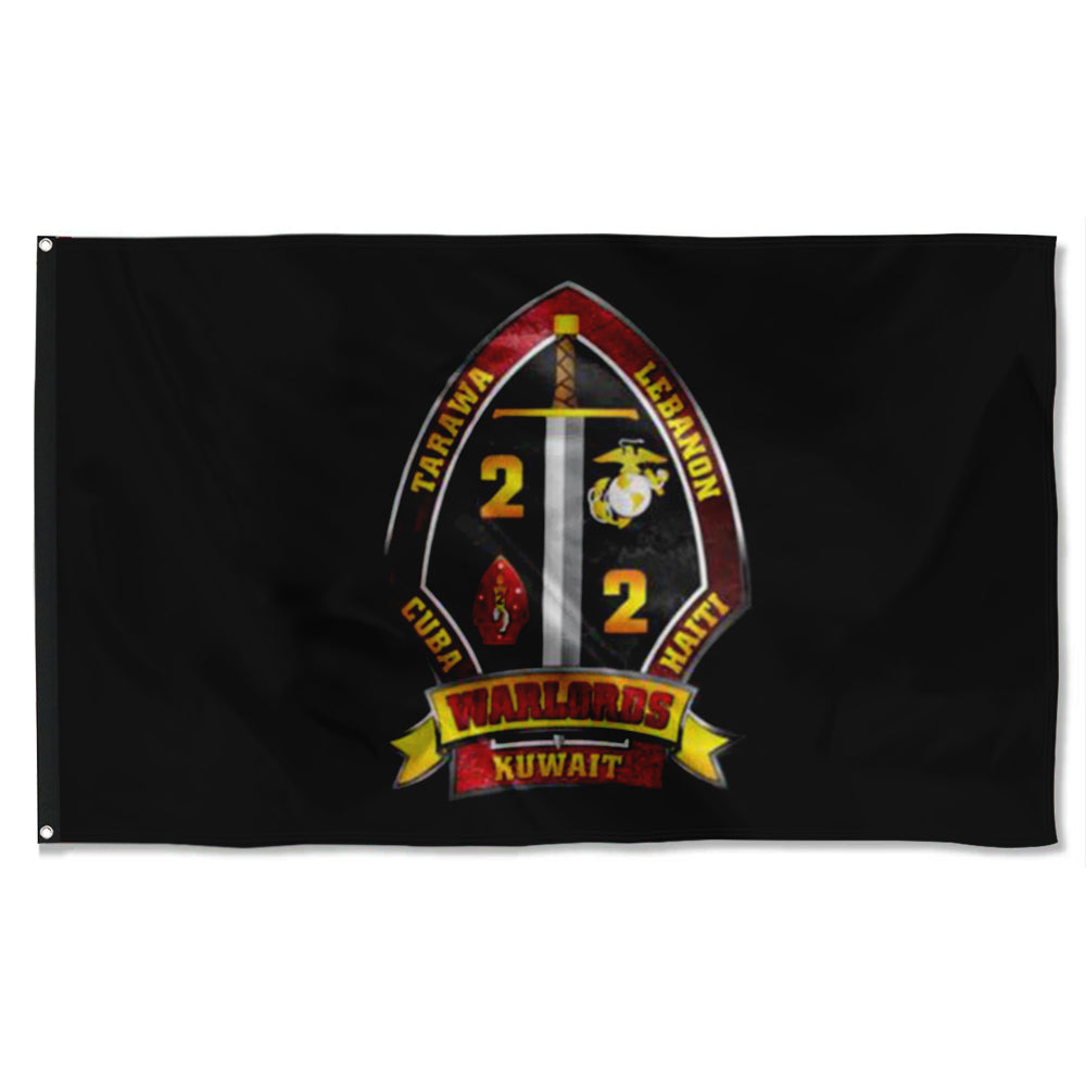 Fyon 2ND Battalion 2ND Marines Black Flag Indoor and outdoor banner