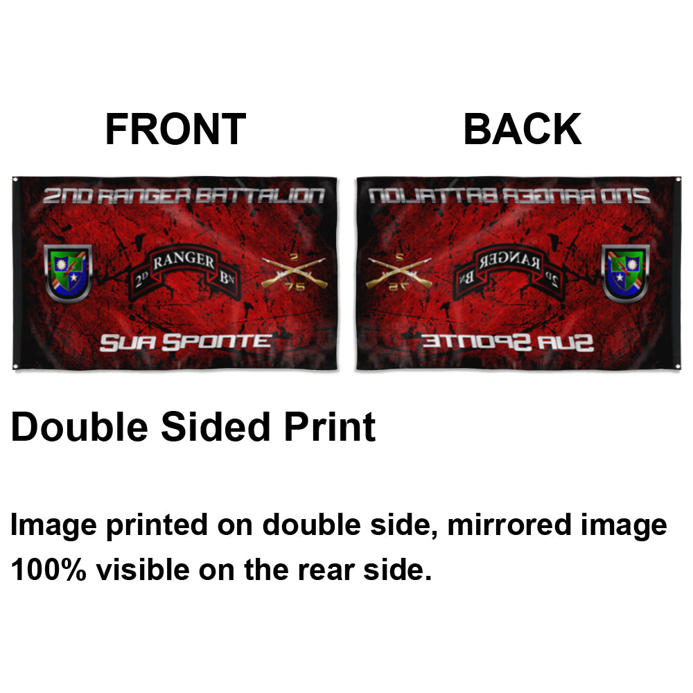 Fyon 2ND Ranger Battalion Sua Sponte Flag Indoor and outdoor banner