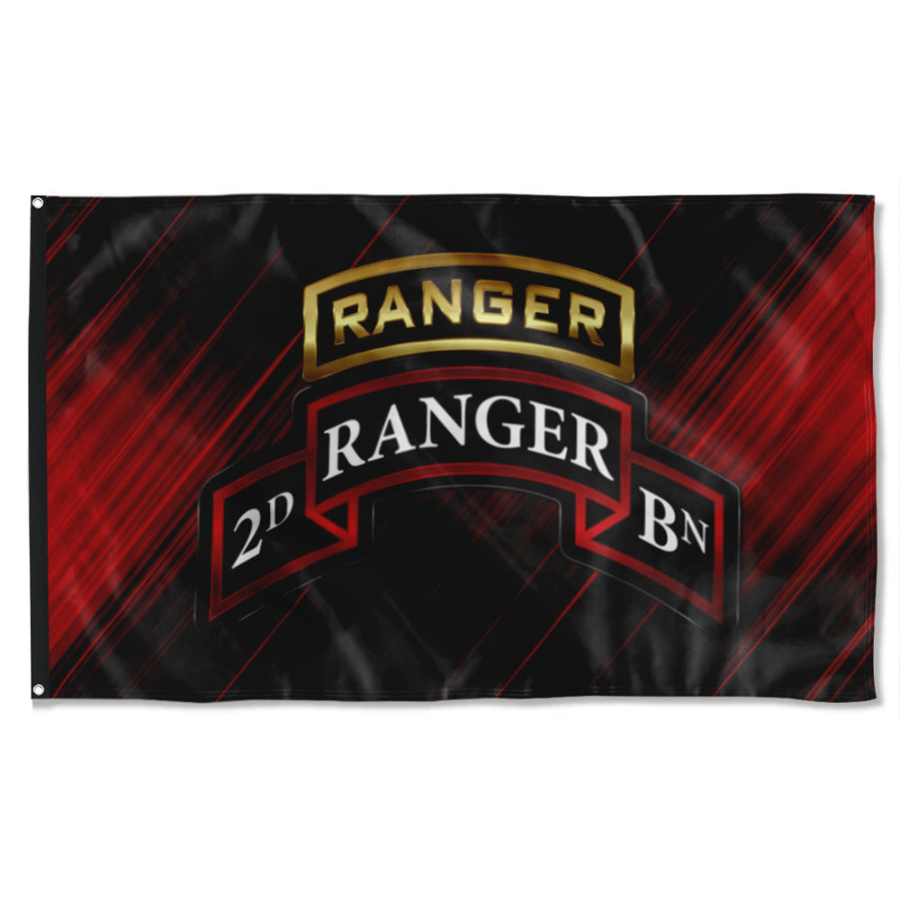 Fyon 2ND Ranger Battalion Tabbed Scroll Flag Indoor and outdoor banner