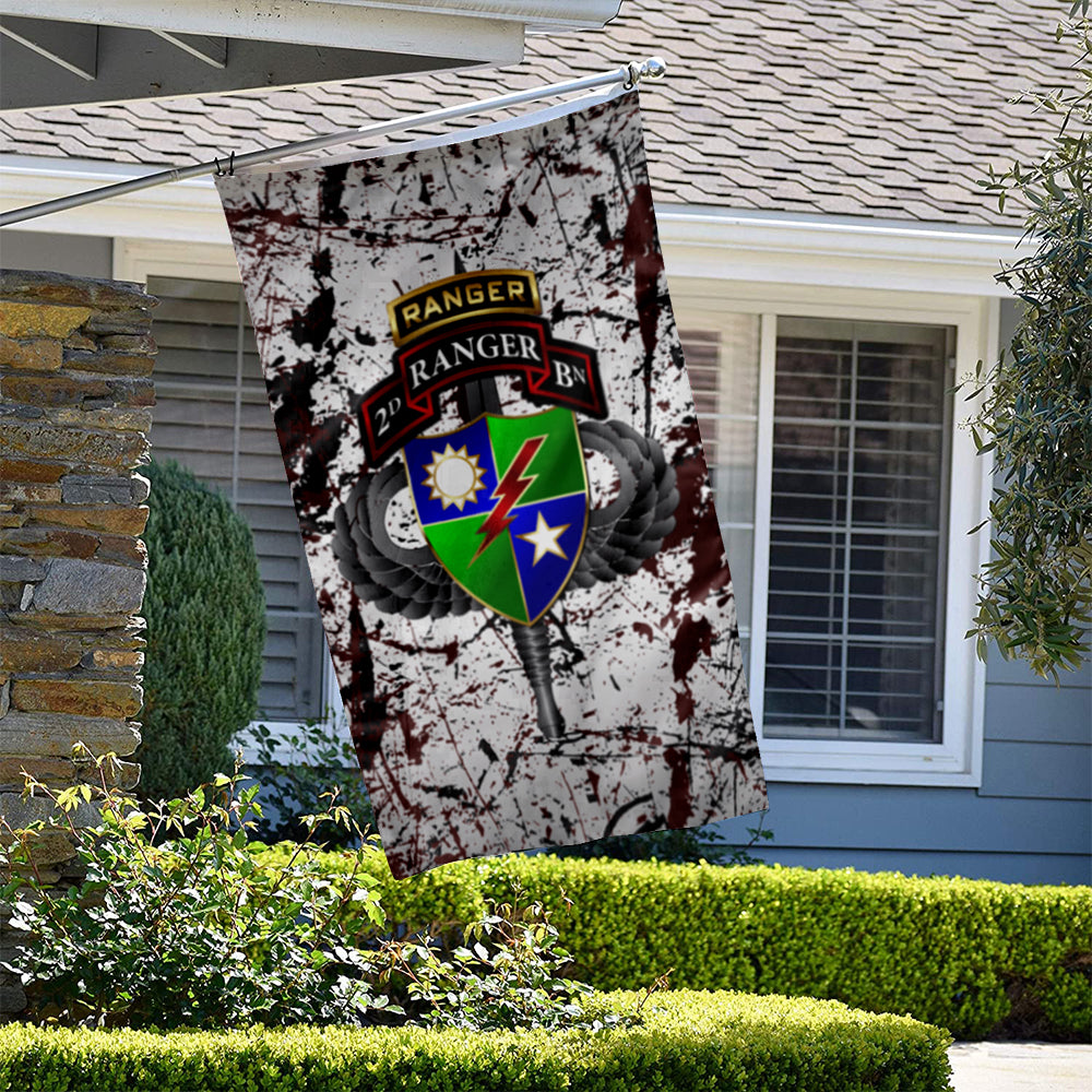 Fyon 2ND Ranger Battalion Tabbed Splatter Flag Indoor and outdoor banner