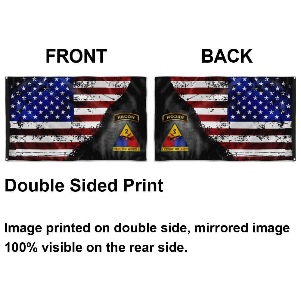 Fyon 2nd Recon Hell On Wheels Star & Stripes Flag Indoor and outdoor banner