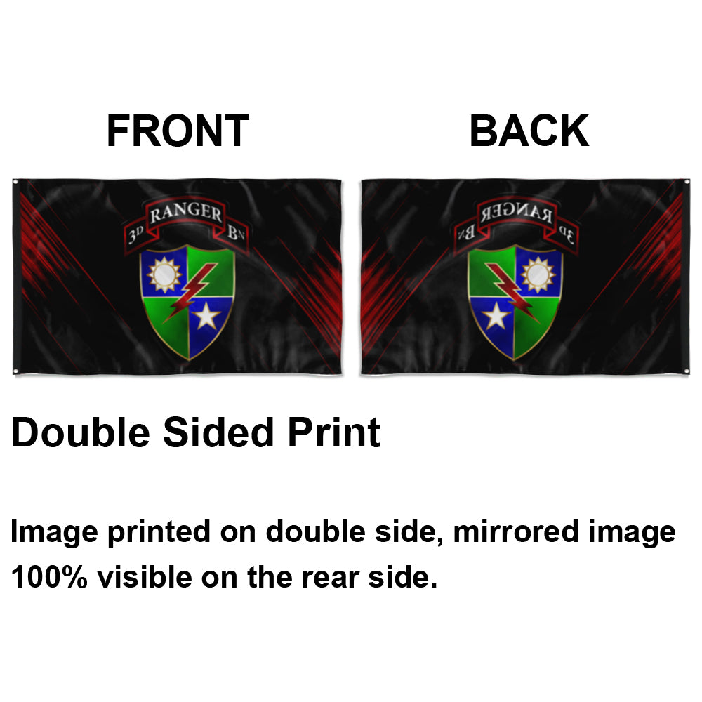 Fyon 3RD Ranger Battalion Dui-Scroll Flag Indoor and outdoor banner