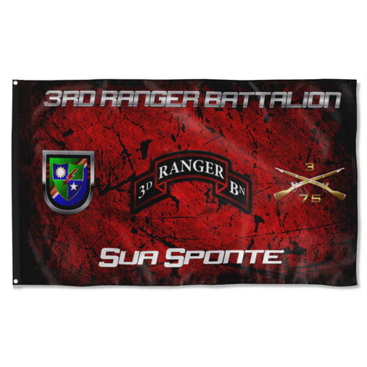 Fyon 3RD Ranger Battalion Sua Sponte Flag Indoor and outdoor banner