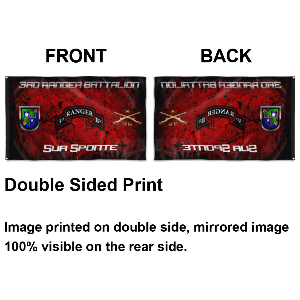 Fyon 3RD Ranger Battalion Sua Sponte Flag Indoor and outdoor banner