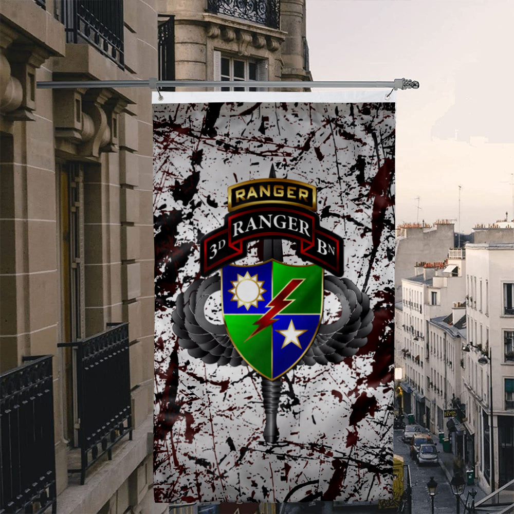 Fyon 3RD Ranger Battalion Tabbed Splatter Flag Indoor and outdoor banner