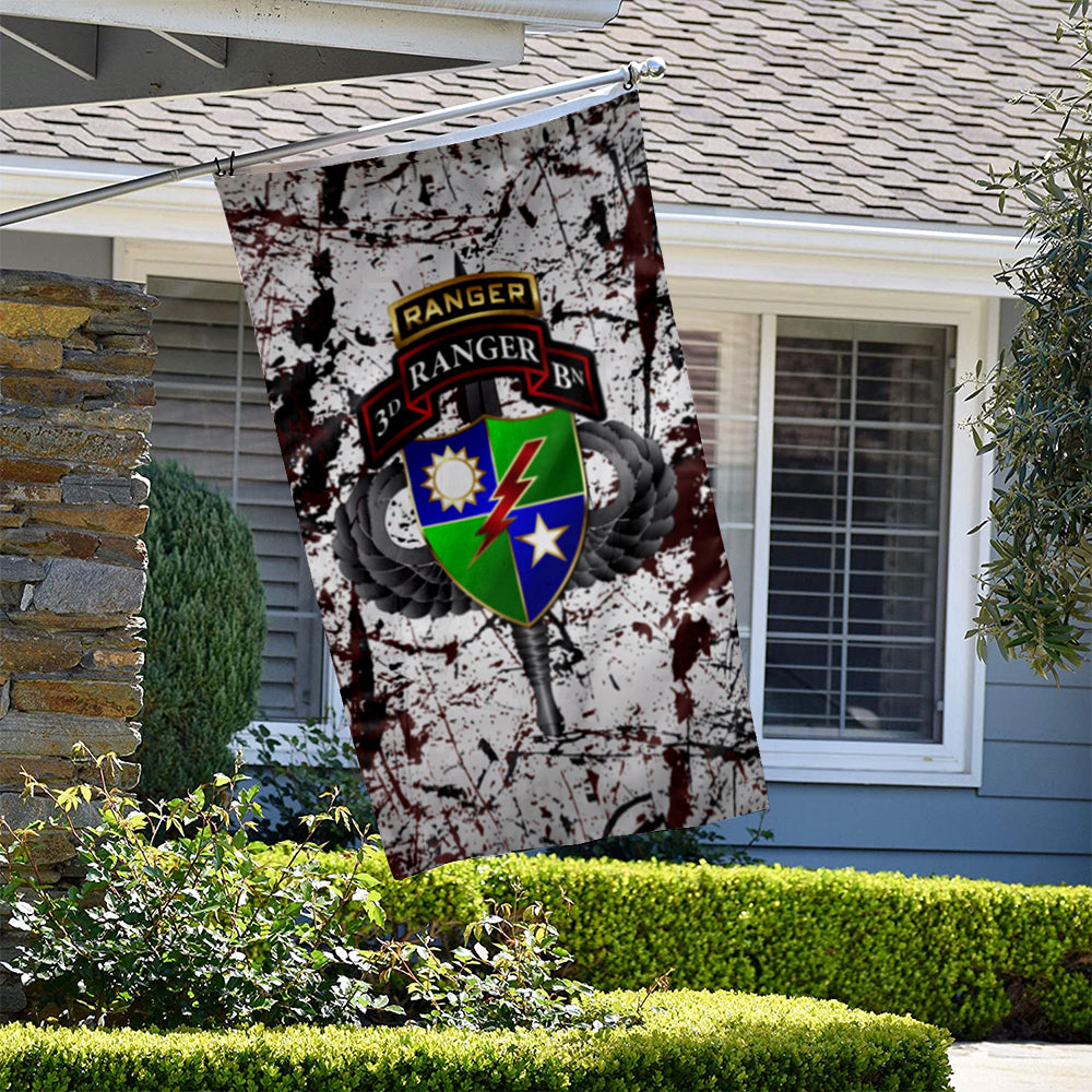 Fyon 3RD Ranger Battalion Tabbed Splatter Flag Indoor and outdoor banner