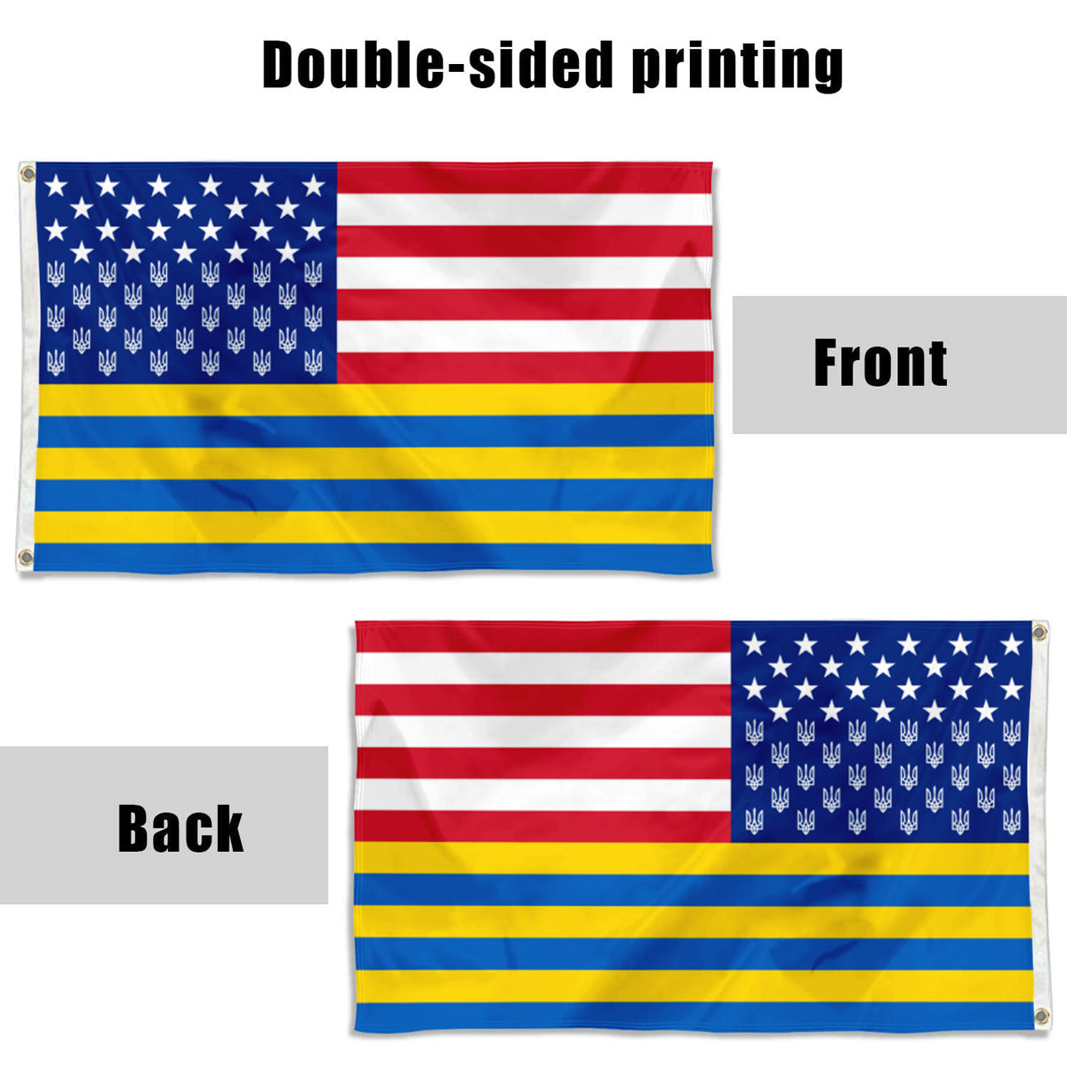 Fyon US Ukrainian Friendship Flag Banner "I Stand With Ukraine" Indoor and outdoor banner