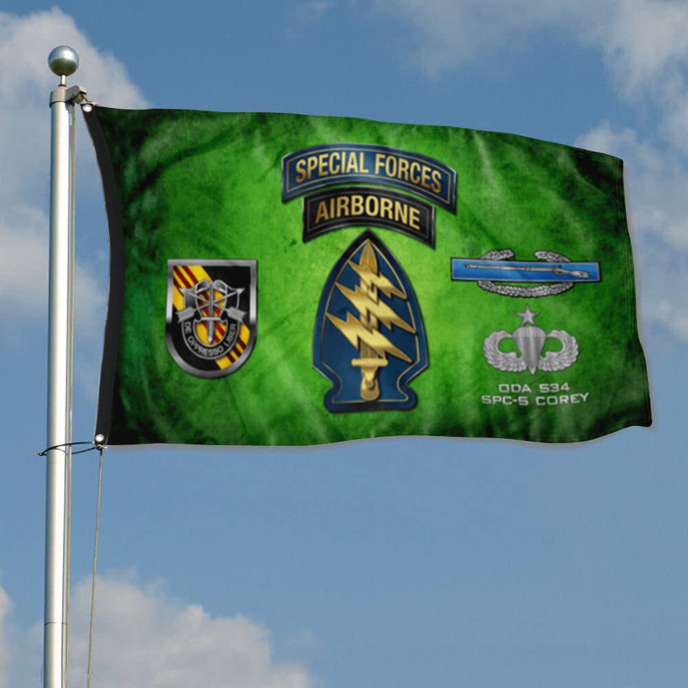 Fyon 5th SFG CIB Airborne Flag Indoor and outdoor banner