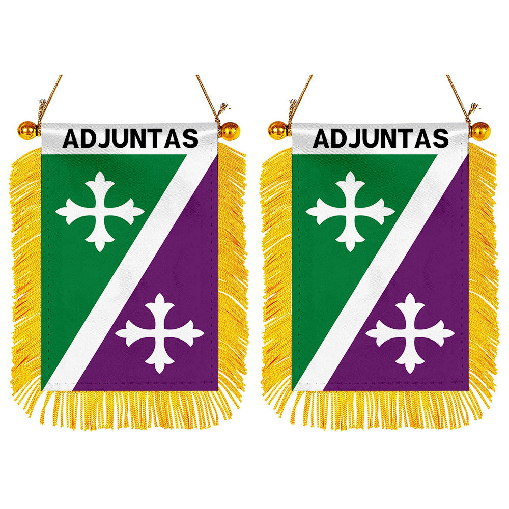 Adjuntas, Puerto Rico Flag Mini Car Rearview Mirror Flag Banner - 2PC