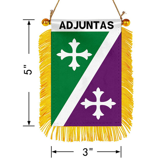 Adjuntas, Puerto Rico Flag Mini Car Rearview Mirror Flag Banner - 2PC