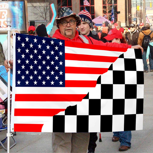 Fyon America Checkred Beer Outlaws Nascar Racing Flag Indoor and Outdoor Banner