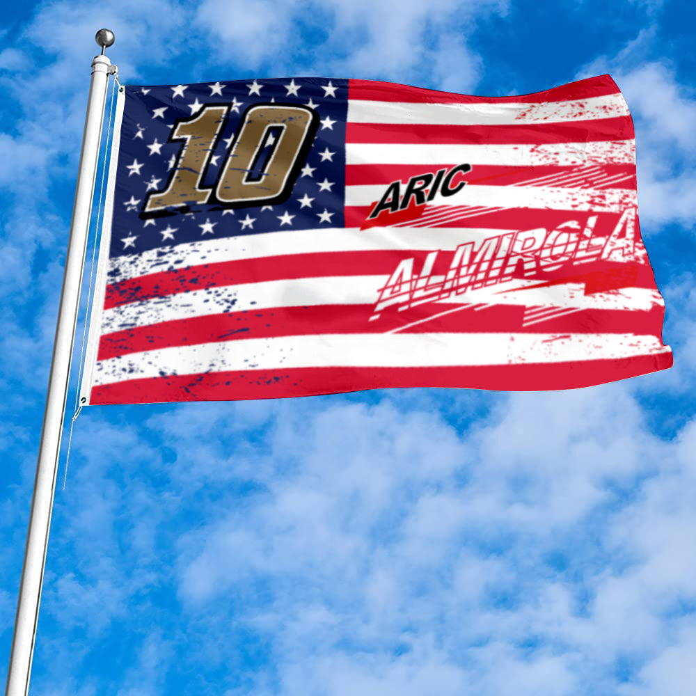 Fyon Aric Almirola #10 Stars and Stripes Flag Banner