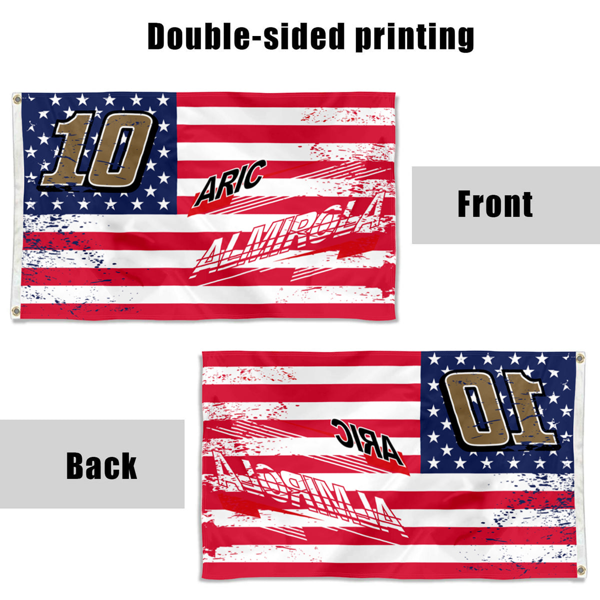 Fyon Aric Almirola #10 Stars and Stripes Flag Banner