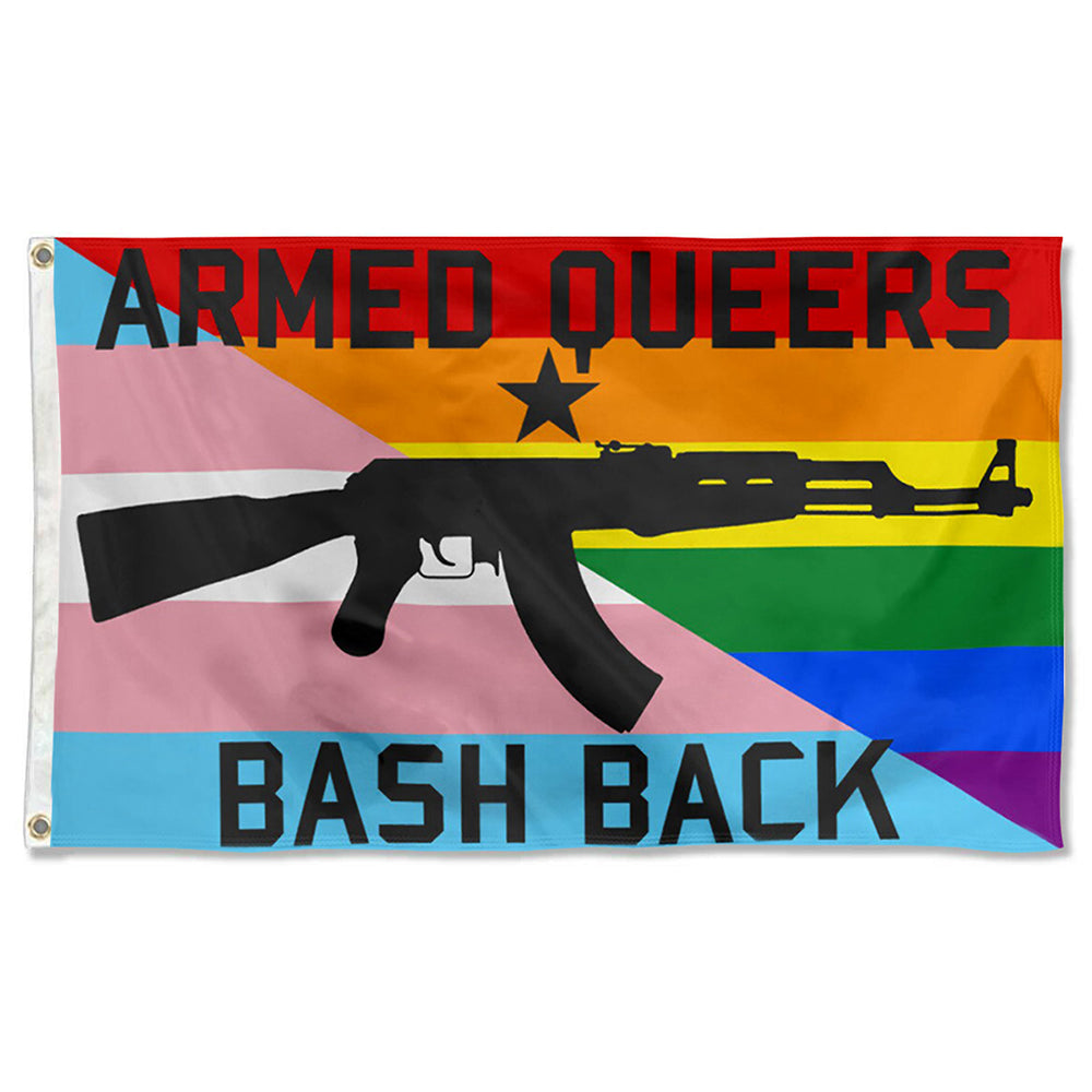 Fyon Armed Queers Bash Back AK47 Flag Indoor and outdoor banner