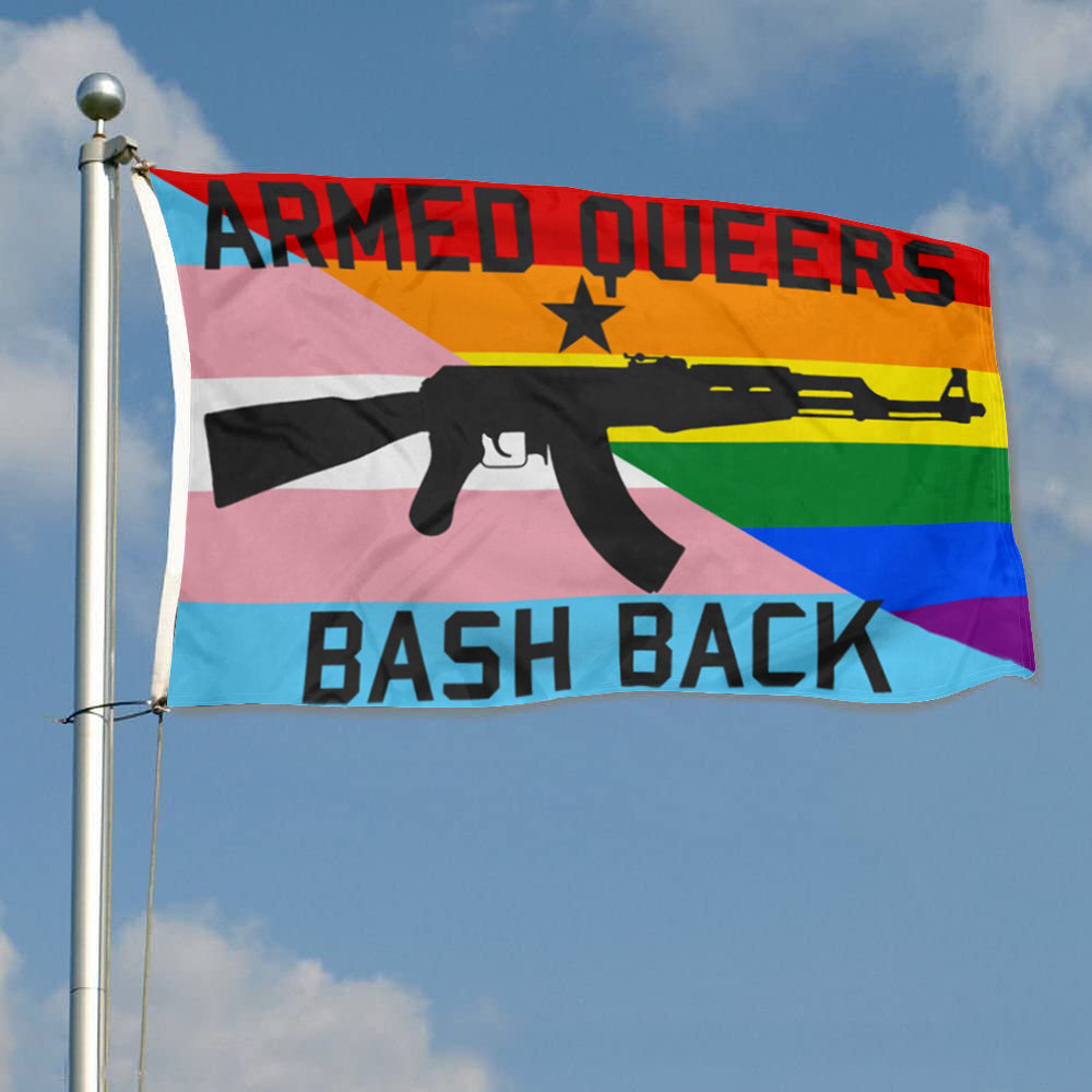Fyon Armed Queers Bash Back AK47 Flag Indoor and outdoor banner