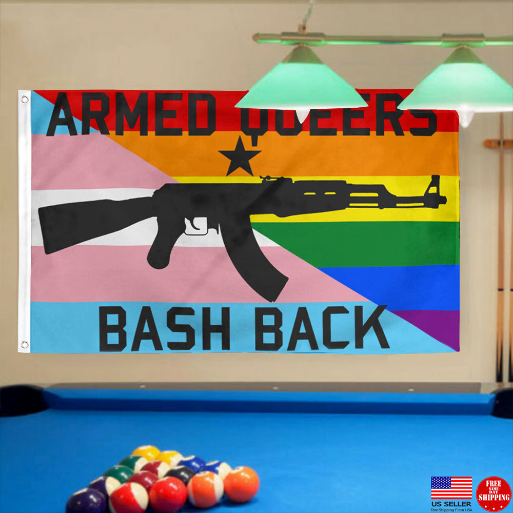Fyon Armed Queers Bash Back AK47 Flag Indoor and outdoor banner