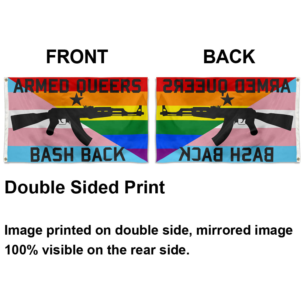 Fyon Armed Queers Bash Back AK47 Flag Indoor and outdoor banner