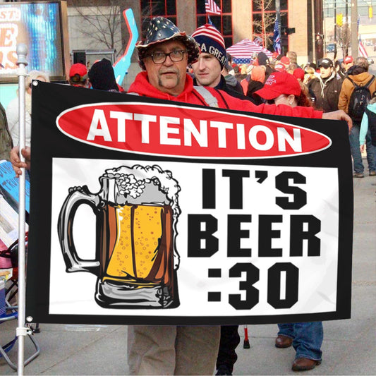 Fyon Attention It 's Beer 30 Flag Indoor and Outdoor Banner