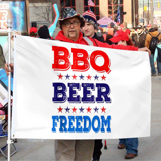 Fyon BBQ Beer Freedom Flag Indoor and Outdoor Banner