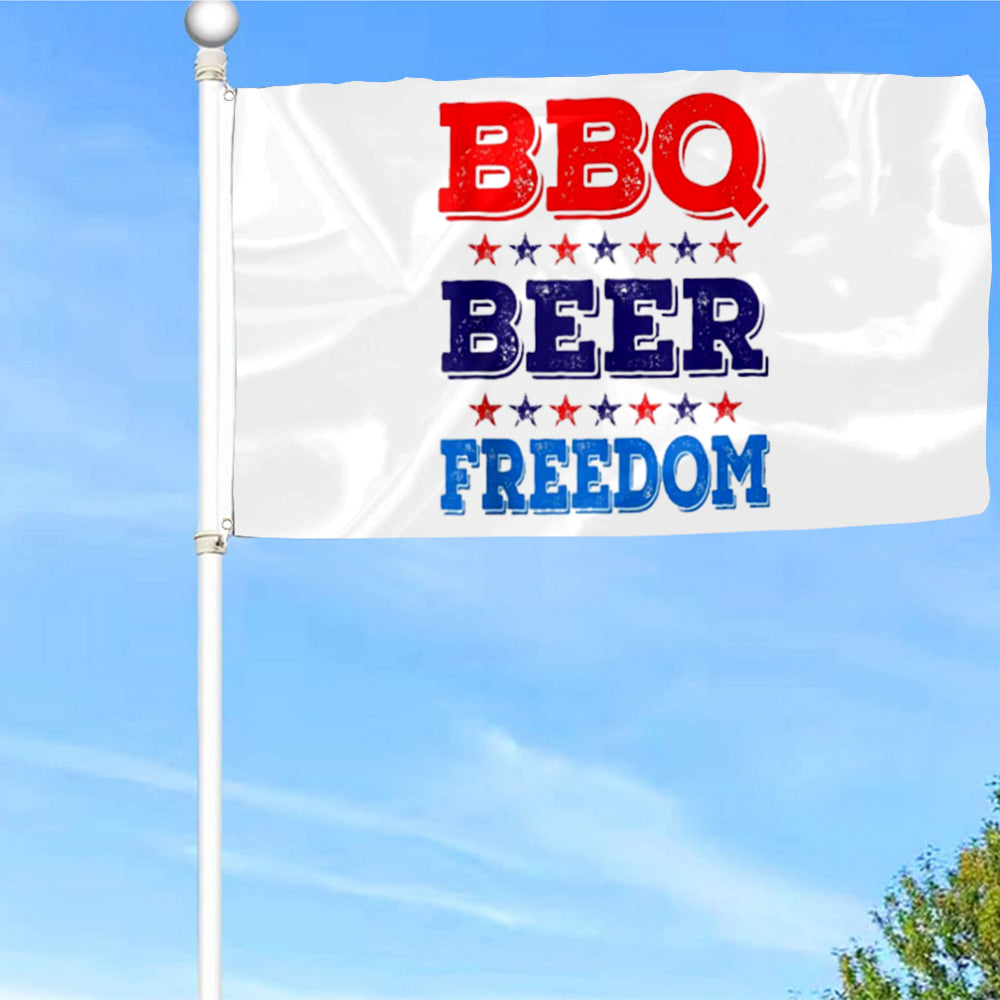 Fyon BBQ Beer Freedom Flag Indoor and Outdoor Banner