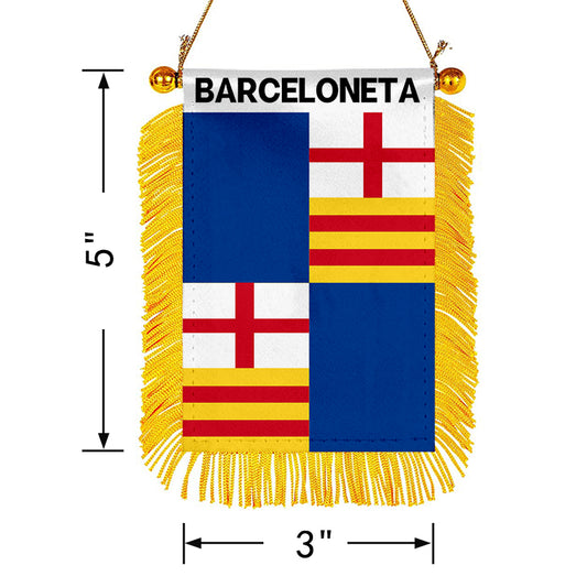 Barceloneta, Puerto Rico Flag Mini Car Rearview Mirror Flag Banner - 2PC