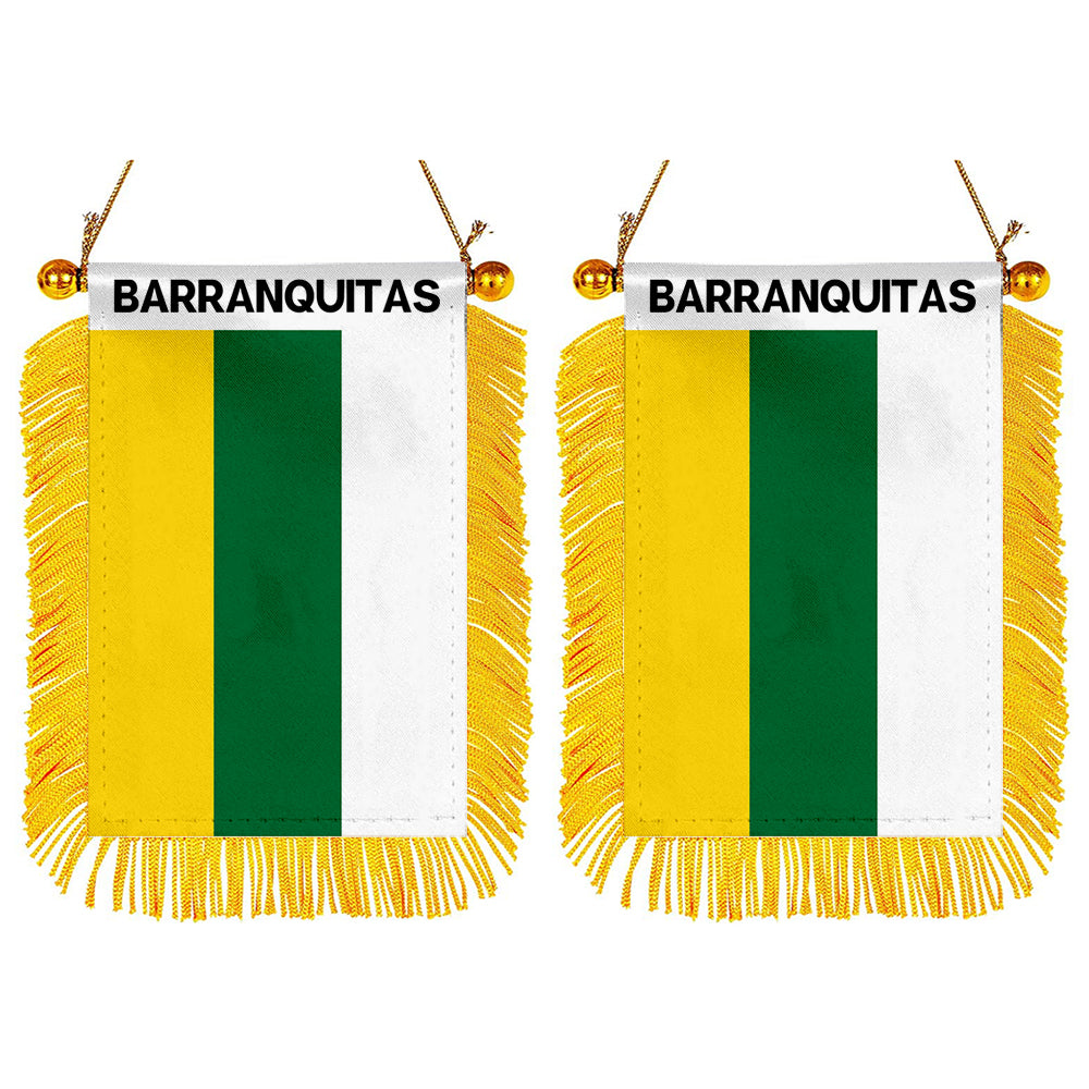 Barranquitas, Puerto Rico Flag Mini Car Rearview Mirror Flag Banner - 2PC