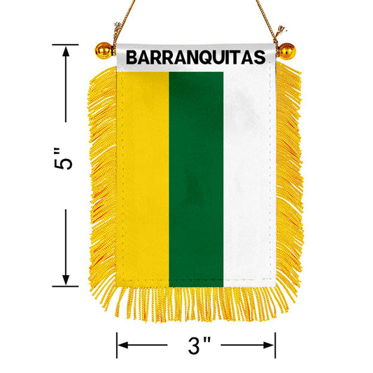Barranquitas, Puerto Rico Flag Mini Car Rearview Mirror Flag Banner - 2PC