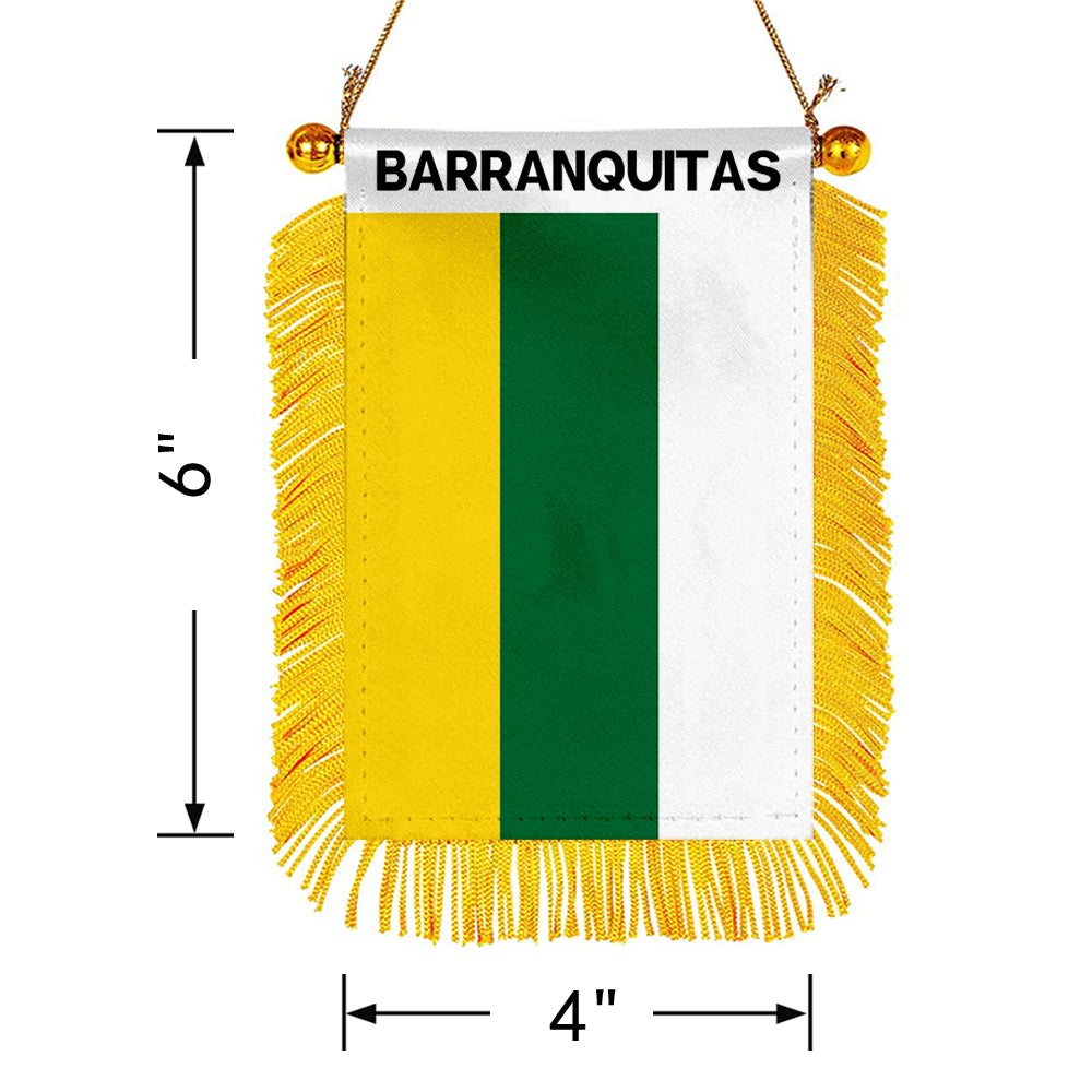 Barranquitas, Puerto Rico Flag Mini Car Rearview Mirror Flag Banner - 2PC