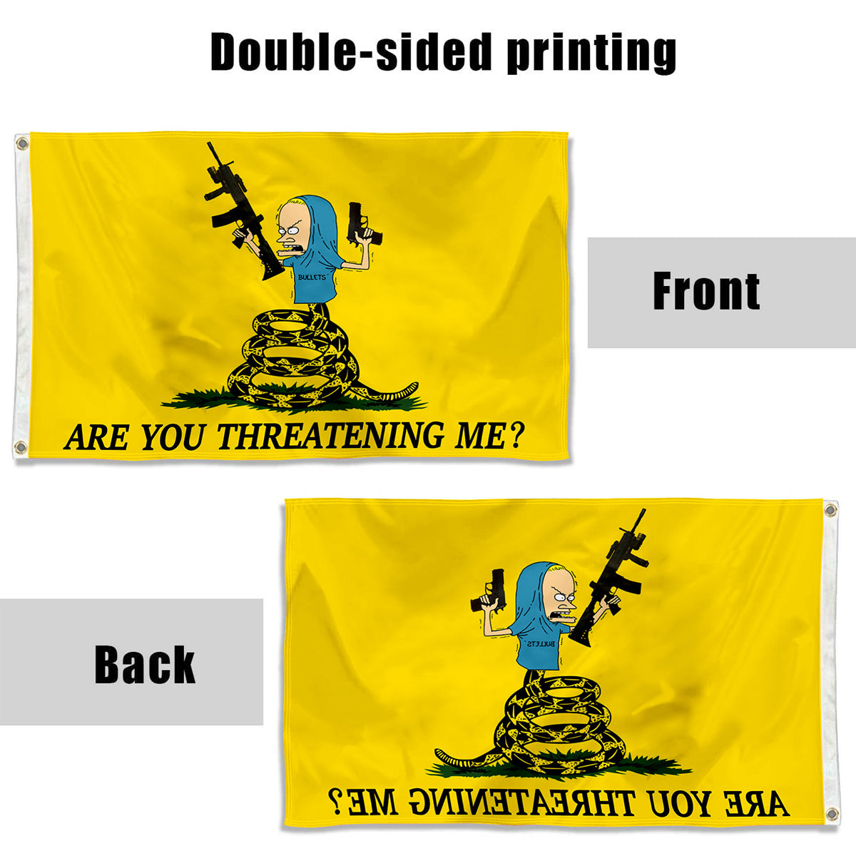Fyon Beavis flag funny merica Are you threatening me don't dont tread on me College Dorm Decor Indoor and outdoor banner