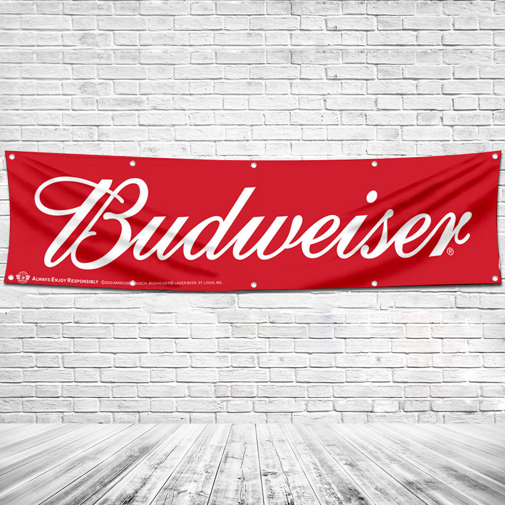 Fyon Beer Garage Shop Decor Banner Works for Budweiser Flag 2x8 Feet