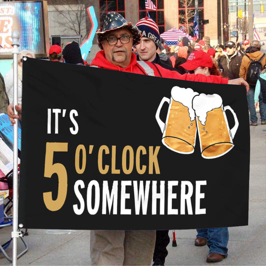 Fyon Beer It's 5 o'clock Somewhere Flag Indoor and Outdoor Banner