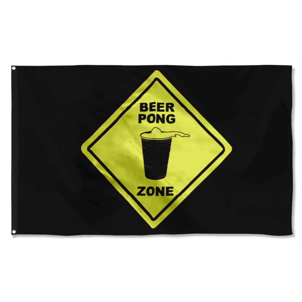 Fyon Beer Pong Zone Flag Banner Black Indoor and Outdoor Banner