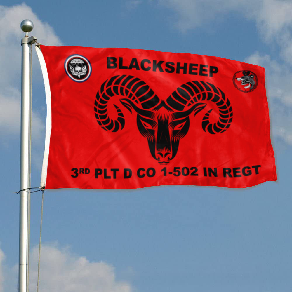 Fyon Blacksheep 3rd PLT D CO 1-502 In Regt Flag Indoor and outdoor banner