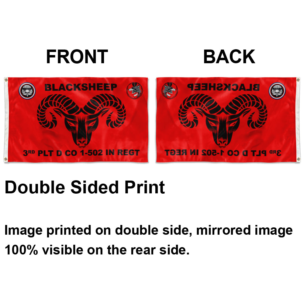 Fyon Blacksheep 3rd PLT D CO 1-502 In Regt Flag Indoor and outdoor banner