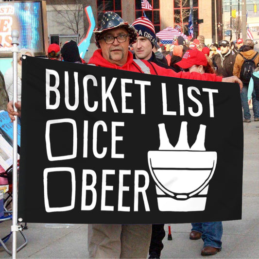 Fyon Bucket List Ice Beer Flag Indoor and Outdoor Banner
