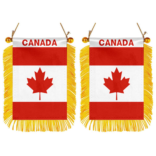 Canada Mini Car Rearview Mirror Flag Banner - 2PC
