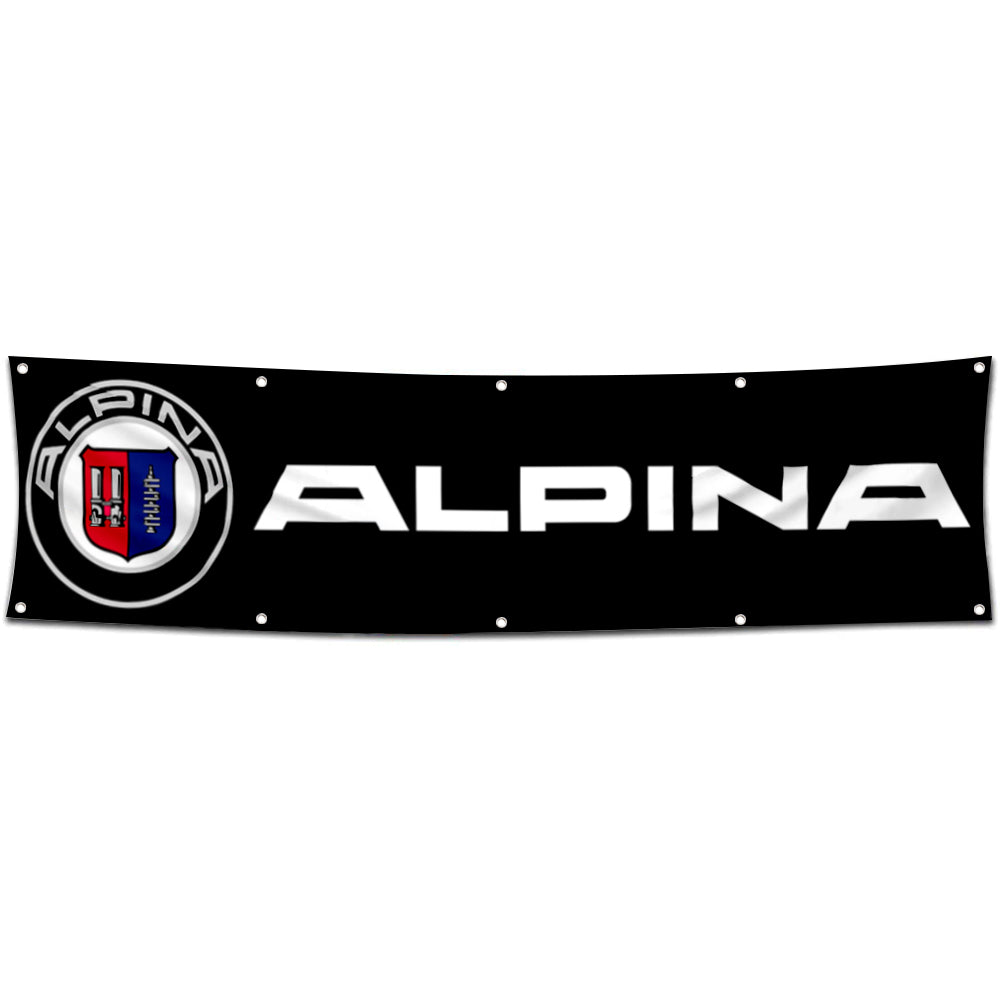 Fyon CAR Motor Garage shop Decor Banner Works for Alpina Flag 2x8 Feet