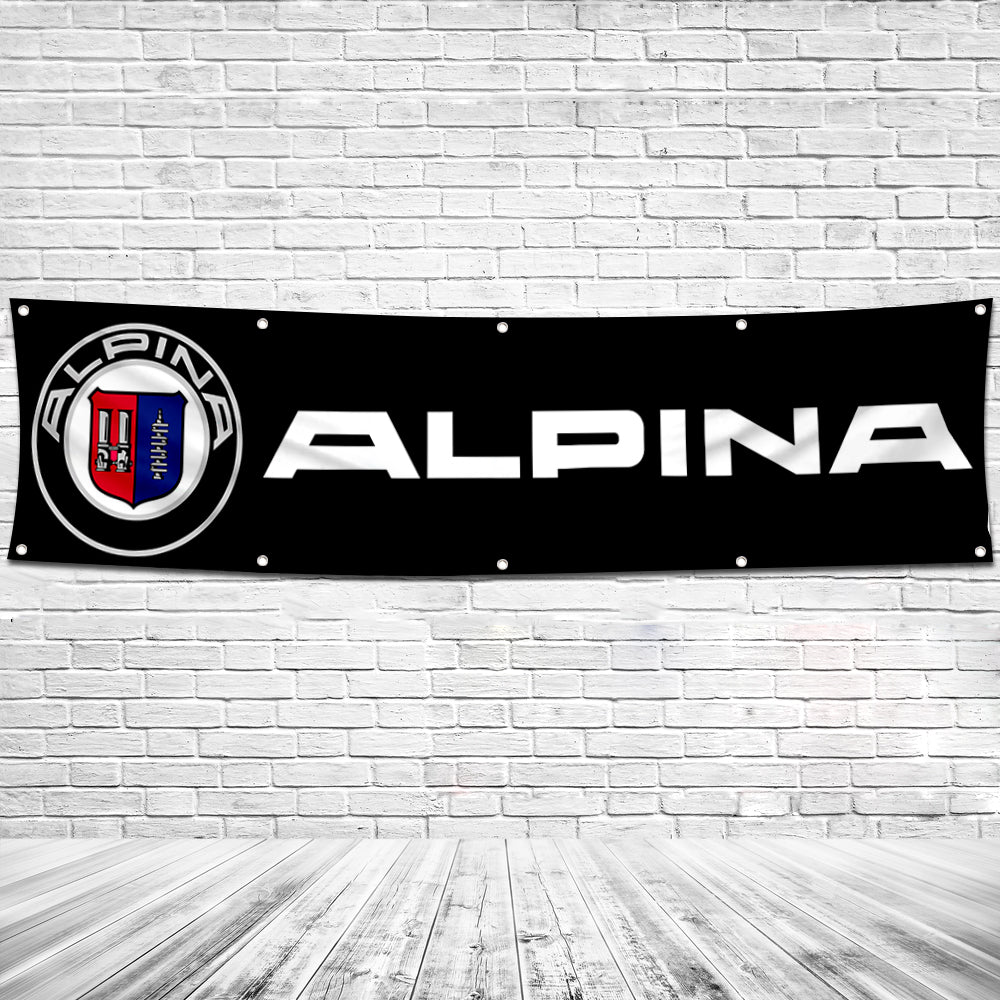 Fyon CAR Motor Garage shop Decor Banner Works for Alpina Flag 2x8 Feet