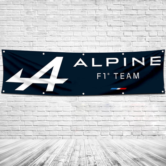 Fyon CAR Motor Garage shop Decor Banner Works for Alpine F1 Team Flag 2x8 Feet
