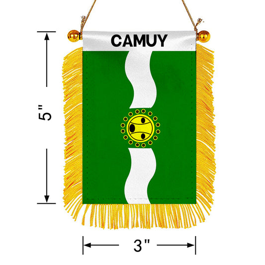 Camuy, Puerto Rico Flag Mini Car Rearview Mirror Flag Banner - 2PC