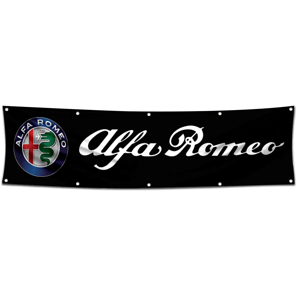 Fyon Car Moto Garage Shop Decor Banner Works for Alfa Romeo Flag 2x8 Feet