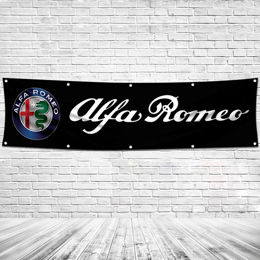 Fyon Car Moto Garage Shop Decor Banner Works for Alfa Romeo Flag 2x8 Feet