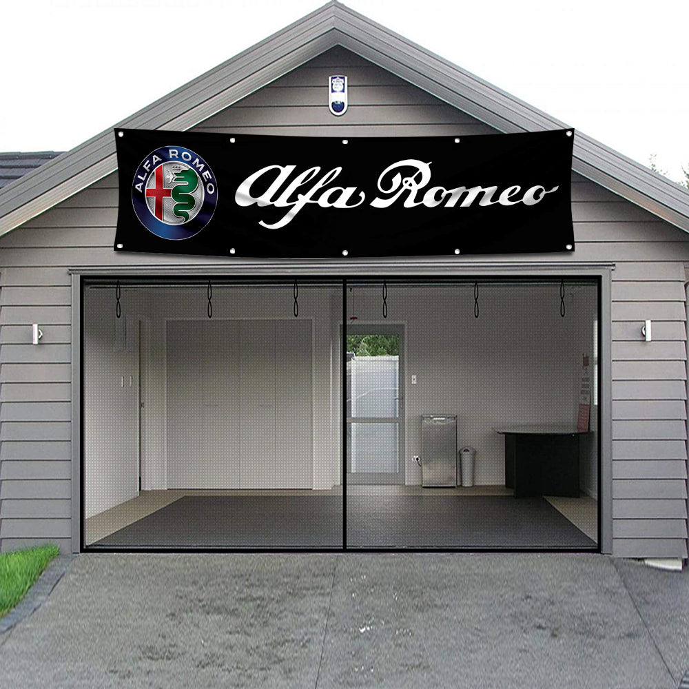 Fyon Car Moto Garage Shop Decor Banner Works for Alfa Romeo Flag 2x8 Feet