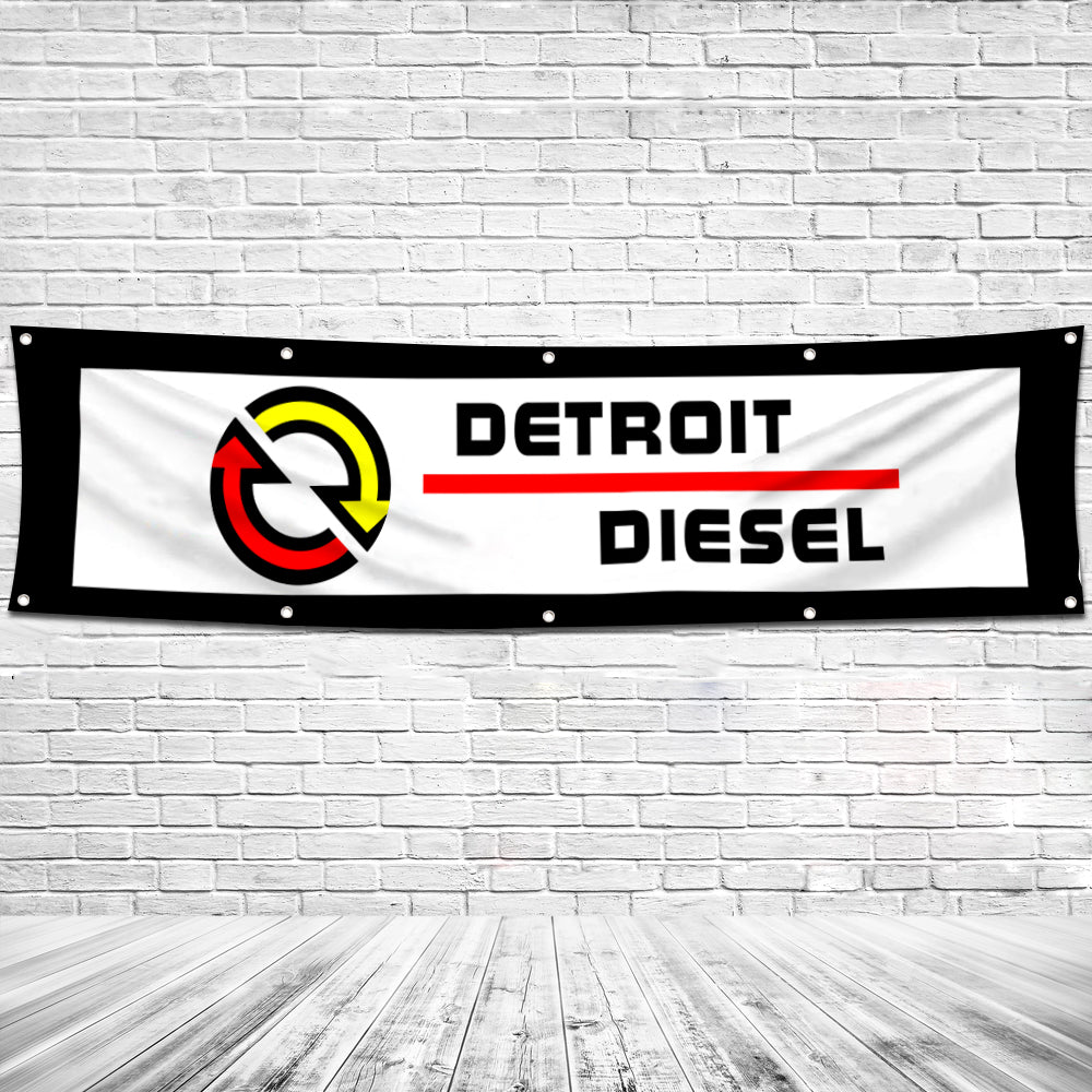 Fyon Car Motor Engines Garage Shop Decor Banner Works for Detroit Diesel Flag 2x8 Feet