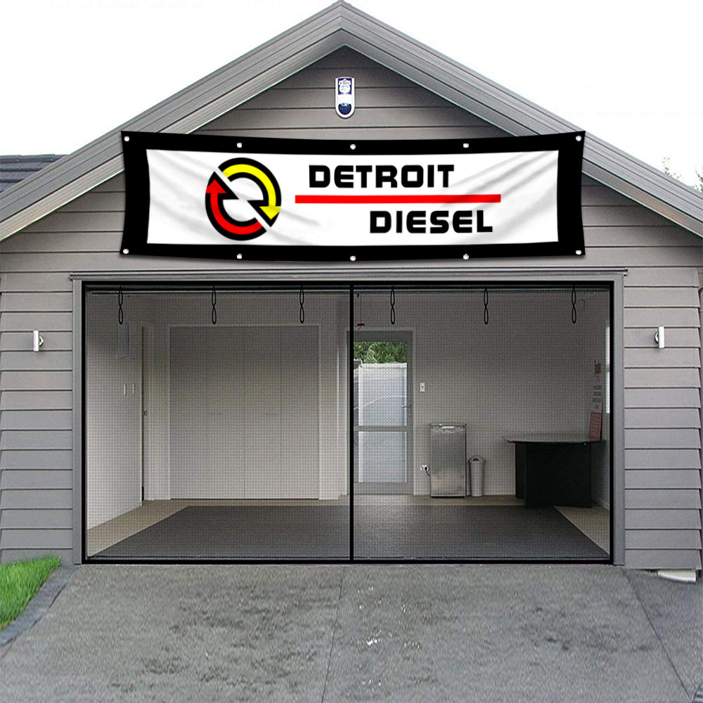 Fyon Car Motor Engines Garage Shop Decor Banner Works for Detroit Diesel Flag 2x8 Feet