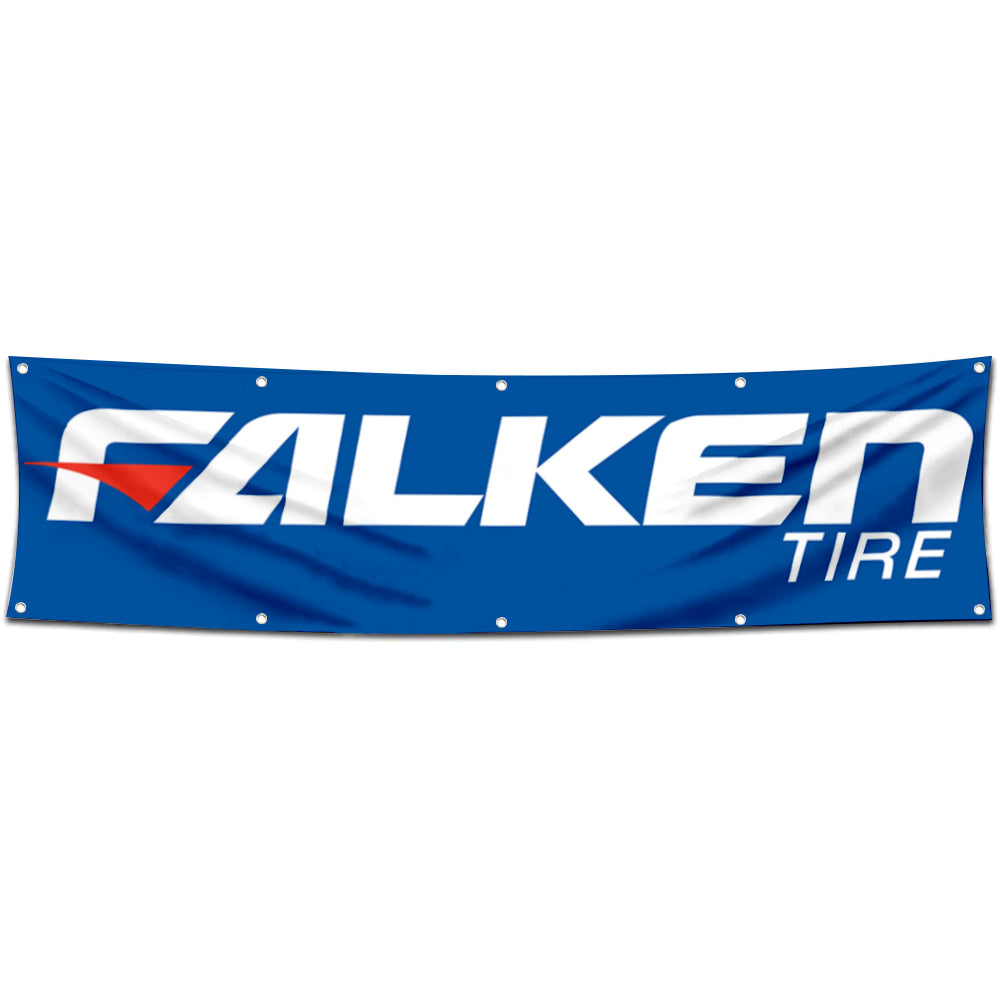 Fyon Car Motor Garage Shop Banner Works for Falken Tire Flag Blue 2x8 Feet