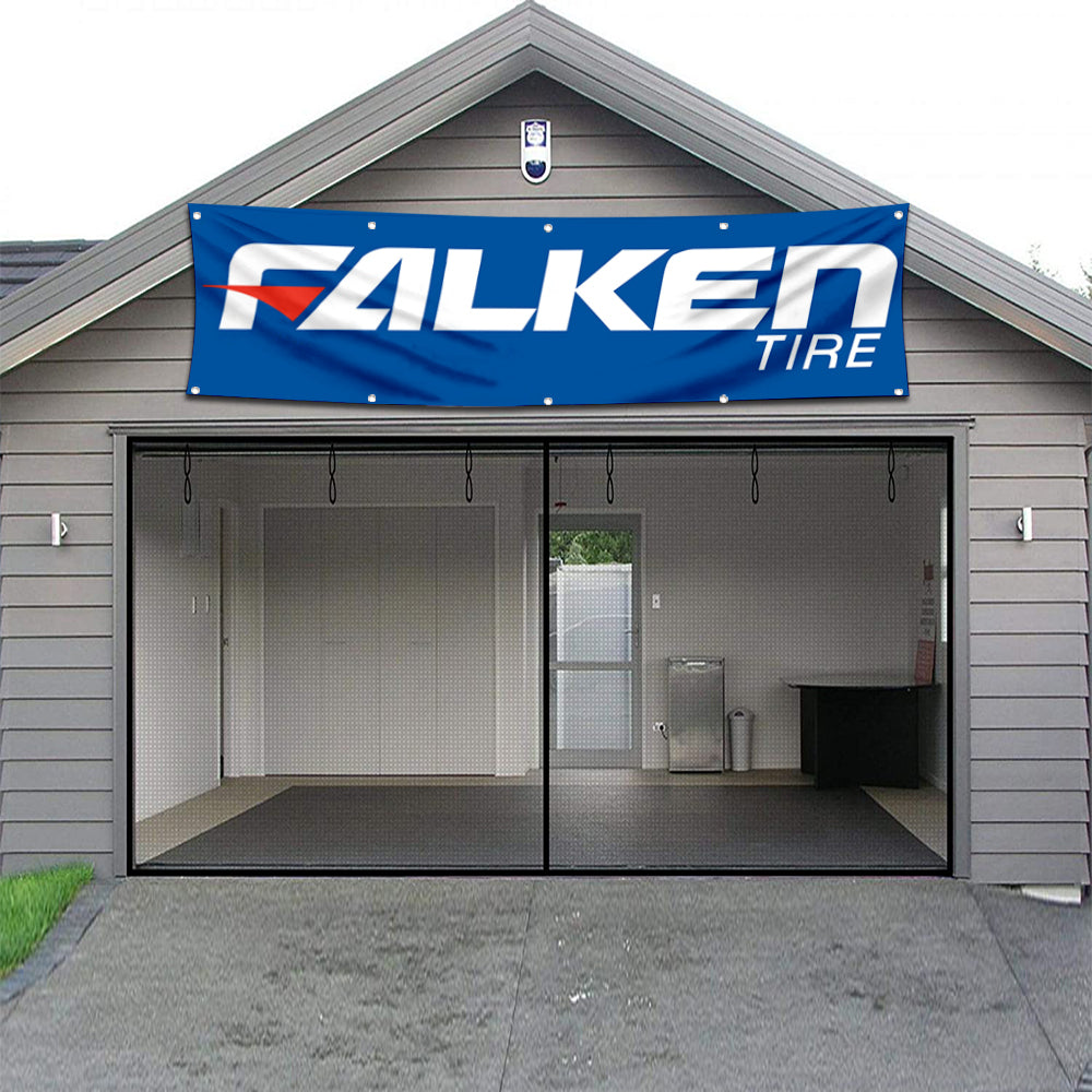 Fyon Car Motor Garage Shop Banner Works for Falken Tire Flag Blue 2x8 Feet