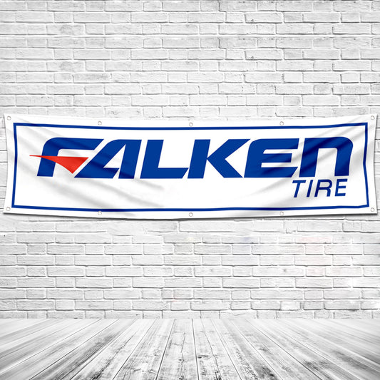 Fyon Car Motor Garage Shop Banner Works for Falken Tire Flag White 2x8 Feet