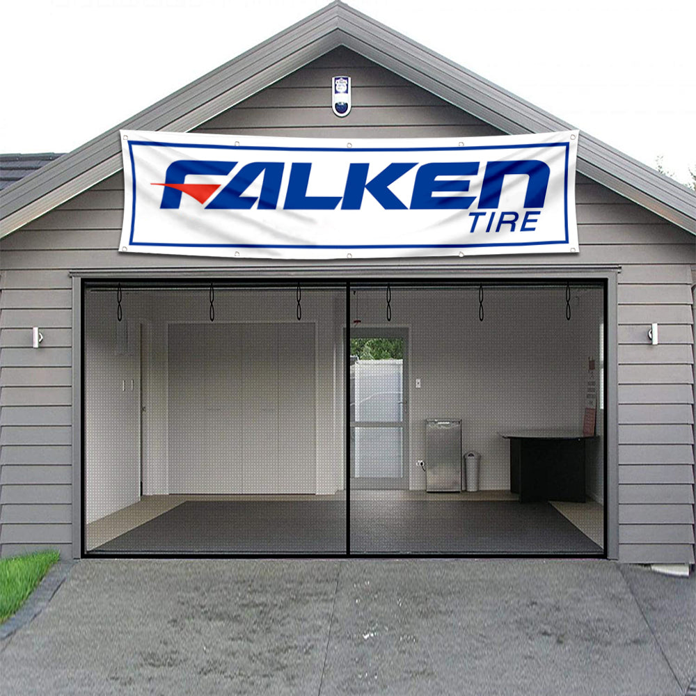 Fyon Car Motor Garage Shop Banner Works for Falken Tire Flag White 2x8 Feet